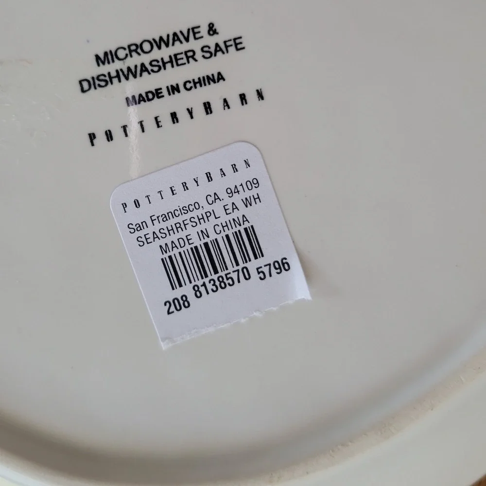 Pottery Barn Seashore Fish Plate Small White Ceramic Coastal Serving Dish